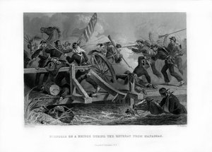 从弗吉尼亚州马纳萨斯撤退期间，1862-1867年在桥上奋斗。 作者 费利克斯·奥克塔维斯·卡尔·达利
