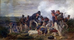 19 世纪 2 世纪下半叶，一名线步兵步枪军官正在营救英国第 13 轻龙骑兵团的一名中尉（布面油画） 作者 Felix Philippoteaux