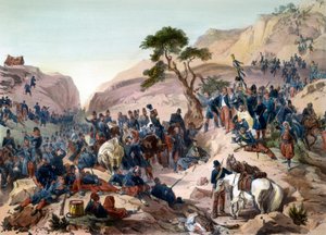 1840年阿尔及利亚之战的插曲--穆扎亚山口之战（1840年）--奥尔良公爵在法军中行使指挥权--菲利波托的版画--法军在穆扎亚山口的特尼亚之战中获胜，时间为1日。