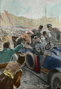 Assassination of Franz Ferdinand (1863-1914) Archduke of Austria, and his wife Sophie in Sarajevo (engraving)