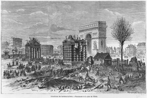 拆除巴黎的障碍，凯旋门和Place de l&39;Etoile，由Henry Duff Linton（1815-99）1860年刻
