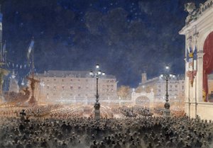 城市酒店广场上的火炬灯退场。法俄庆祝活动，1893年10月，1893年。 作者 费多尔·霍夫鲍尔