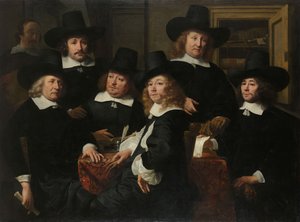 1657年阿姆斯特丹，Nieuw Zijds贫困户外救济研究所的六个摄政家和Beadle 作者 费迪南德·波尔