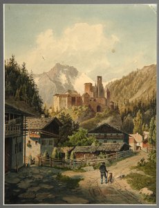 高山风景与一座城堡 作者 费迪南德·加特