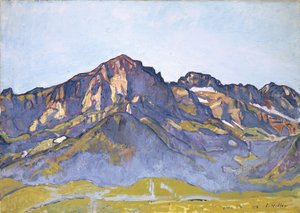 1916年早晨太阳的Champéry的Dents Blanches 作者 费迪南德·霍德勒