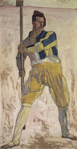 持戟的战士，约1898年。 作者 费迪南德·霍德勒