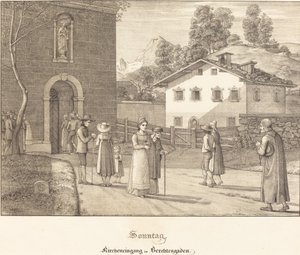 Sonntag - Kircheneingang in Berchtesgaden (星期日 - 去Berchtesgaden附近的教堂)