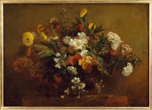 一束鲜花。 尤金·德拉克洛瓦 (Eugene Delacroix) 的绘画 (1798-1863) 作者 费迪南德·维克多·尤金·德拉克罗瓦