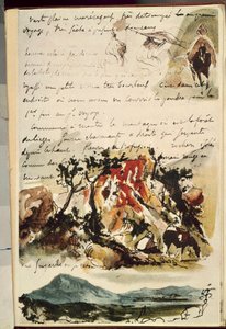 来自摩洛哥的笔记本。 尤金·德拉克洛瓦 (Eugene Delacroix) 的绘画 (1798-1863) 作者 费迪南德·维克多·尤金·德拉克罗瓦