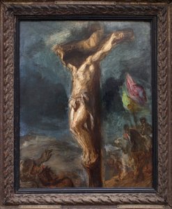 Crucifixion. Painting by Eugene Delacroix (1798-1863), oil on wood 作者 费迪南德·维克多·尤金·德拉克罗瓦