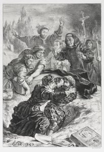 哈姆雷特（Hamlet）：1843年，奥菲莉亚墓地的哈姆雷特和拉尔特。 作者 Ferdinand Victor Eugene Delacroix