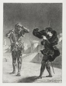 哈姆雷特：露台上的幻影，1843年。 作者 费迪南德·维克多·尤金·德拉克罗瓦