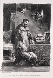 浮士德插图：浮士德在他的更衣室，1828年。 作者 费迪南德·维克多·尤金·德拉克罗瓦