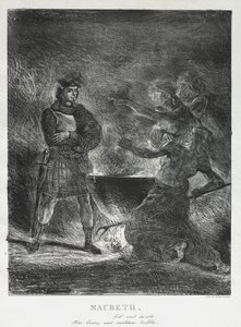 麦克白咨询女巫，1825年。 作者 费迪南德·维克多·尤金·德拉克罗瓦