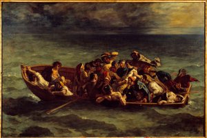 “唐璜”号沉没。 乔治·戈登·拜伦 (George Gordon Byron) 将拜伦勋爵 (Lord Byron, 1788-1824) 称为“唐璜”的书插图，第二首。 尤金·德拉克洛瓦 (Eugene Delacroix) 的绘画 (1798-1863) 作者 费迪南德·维克多·尤金·德拉克罗瓦