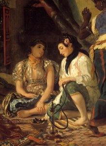 阿尔及尔妇女在他们的Detail公寓里。尤金·德拉克洛瓦（Eugene Delacroix）绘画 作者 费迪南德·维克多·尤金·德拉克罗瓦