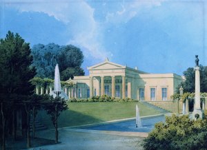 查看夏洛滕霍夫花园，1855年（笔和墨水和纸上的卫生间） 作者 费迪南德·冯·阿尼姆