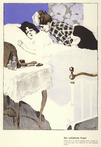 沉睡的天使》（彩色石版印刷） 作者 费迪南德·冯·雷兹尼切克