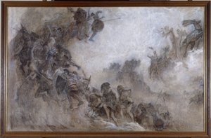 巴黎自然历史博物馆古生物剧场天花板草图：人类种族 (Plafond) 作者 费尔南德·科尔蒙（Fernand Cormon）