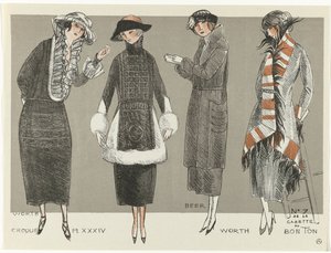 Gazette du Bon Ton》，1920 年 - 第 7 期，Croquis Pl XXXIV: Worth / Beer / Worth（标题在实物上）