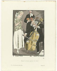 Gazette du Bon Ton，1920 年 - 第 9 期，第 66 插图：O Maitre el Relicario / 镶有丝带的晚宴礼服（标题在实物上）