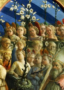 Coronazione Maringhi 或《圣母加冕》，Filippo Lippi（约 1406-1469 年）绘制，木蛋彩画，200x287 厘米，细节