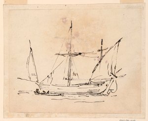 绘画，一艘帆船，1770-1800 年