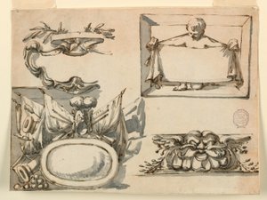 图画，护额，奖杯，标签，门楣装饰图案，1750-75 年