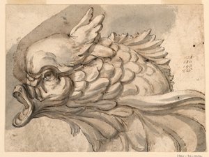 素描，海豚头，约 1775 年