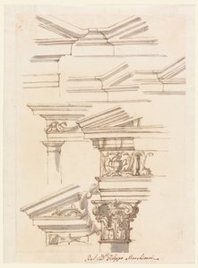 素描，门饰和楣饰研究，约 1770 年 作者 菲利波·马基奥尼（Filippo Marchionni）