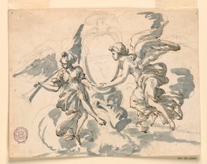 素描，牧师的纹章，约 1750 年 作者 菲利波·马基奥尼（Filippo Marchionni）