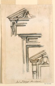 素描，三扇门窗，约 1770 年 作者 菲利波·马基奥尼（Filippo Marchionni）