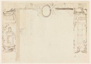 图纸，关于建立教皇工厂（阿诺纳杂志）的纪念页未完成设计，1760-69 年