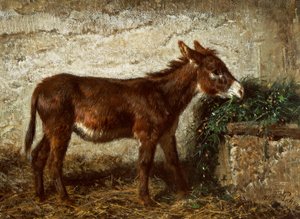 婴儿床上的驴 作者 Filippo Palizzi (1818-1899)