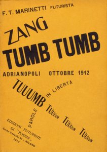 菲利波·托马索·马里内蒂 (Filippo Tommaso Marinetti) 1912 年出版的《Zang Tumb Tumb》这本书的封面。米兰私人收藏
