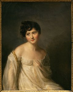 朱丽叶·雷卡米尔 (Juliette Recamier) (1777-1849) 的肖像，来自雷卡米尔夫人 (Madame Recamier)。 Firmin Massot (1766-1849) 作画，布面油画，大约 1807 年。法国艺术 作者 马赛特
