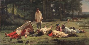 在干草堆上休息，1887年