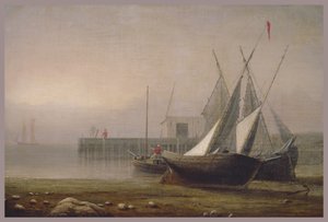 低潮时的渔船，1850年代 作者 费兹·亨利·莱恩