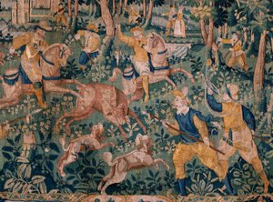 弗拉芒绦带。猎鹿。奥德纳德工作室。295x331 厘米。邀请函（82941）-1 /私人。17 世纪。 作者 佛兰芒学校