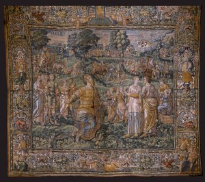 佛兰德挂毯系列：亚伯拉罕的历史亚伯拉罕的使命》（La Vocación de Abraham）。约 1575-1600 年。 作者 佛兰芒学校