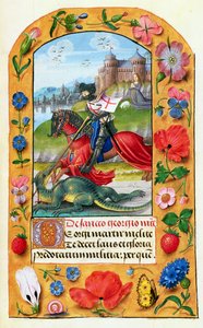 MS 1058-1975 f.173r St. George and the Dragon，from a Book of Hours of a Book，but Bruges，c.1500-05 作者 佛兰芒学校