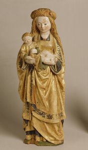 麦当娜和儿童，梅赫伦学院，c.1500（多彩和镀金橡木） 作者 Flemish School