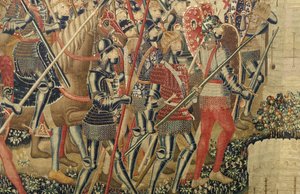 展示葡萄牙国王阿方索五世的征服的挂毯（Conquistas de Alfonso V de Portugal），图尔奈。细节。(羊毛和丝绸) 作者 佛兰芒学校