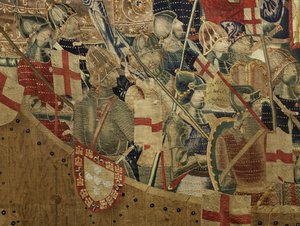 Tapestry showing the Conquests of king Alfonso V of Portugal (Conquistas de Alfonso V de Portugal), Tournai. Detail. (Wool and silk) 作者 佛兰芒学校