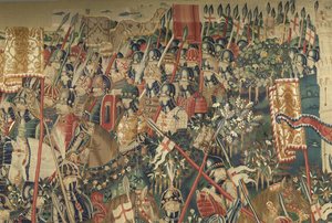 Tapestry showing the Conquests of king Alfonso V of Portugal (Conquistas de Alfonso V de Portugal), Tournai. Detail. (Wool and silk) 作者 佛兰芒学校