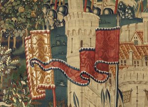 Tapestry showing the Conquests of king Alfonso V of Portugal (Conquistas de Alfonso V de Portugal), Tournai. Detail. (Wool and silk) 作者 佛兰芒学校