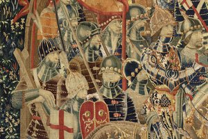 Tapestry showing the Conquests of king Alfonso V of Portugal (Conquistas de Alfonso V de Portugal), Tournai. Detail. (Wool and silk) 作者 佛兰芒学校