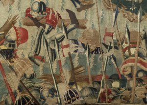 显示葡萄牙国王阿方索五世（Conquistas de Alfonso V de葡萄牙），图尔纳的征服的挂毯。细节。 （羊毛和丝绸） 作者 佛兰芒学校