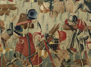 展示葡萄牙国王阿方索五世的征服的挂毯（Conquistas de Alfonso V de Portugal），图尔奈。细节。(羊毛和丝绸) 作者 佛兰芒学校