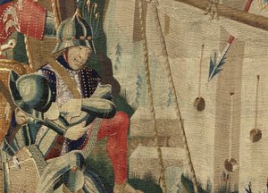 展示葡萄牙国王阿方索五世的征服的挂毯（Conquistas de Alfonso V de Portugal），图尔奈。细节。(羊毛和丝绸) 作者 佛兰芒学校